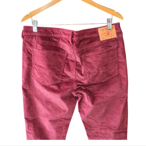 True Religion Halle Mid Rise Burgundy Corduroy Skinny Jeans 33 - Picture 5 of 9